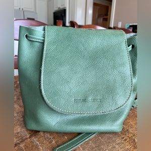 Portland leather goods bucket backpack in Eucalyptus